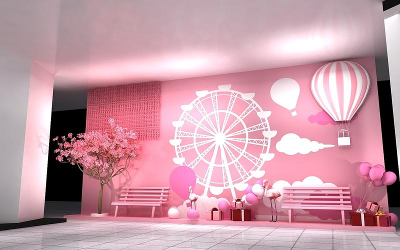 少女系网红打卡墙设计3d效果图|三维|场景|3d设计师ng男 - 原创作品