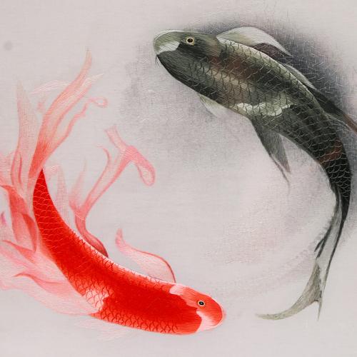 刺绣太极鱼细节图