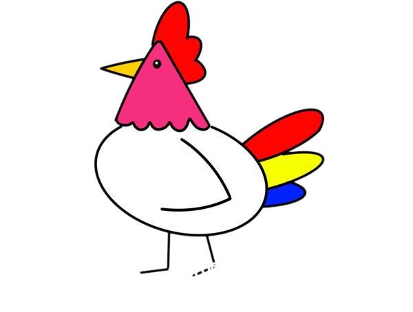 卡通公鸡简笔画画法步骤步骤图片