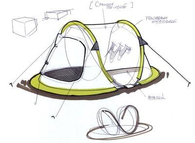 quechua趣岳2秒快开帐篷结构设计手稿