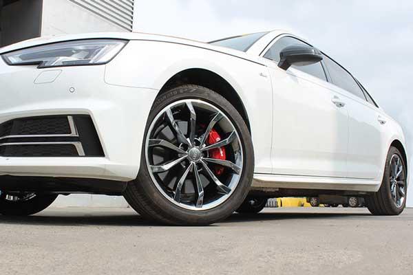 奥迪a4l轮毂改亮黑色烤漆奥迪a4轮毂改电镀钨钢黑奥迪a4l轮毂改枪灰色