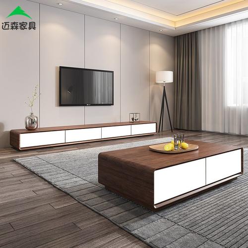 花千紫北欧电视柜简约现代小户型客厅黑色3米加长电视