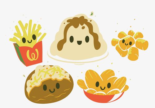矢量炸鸡薯条土豆泥