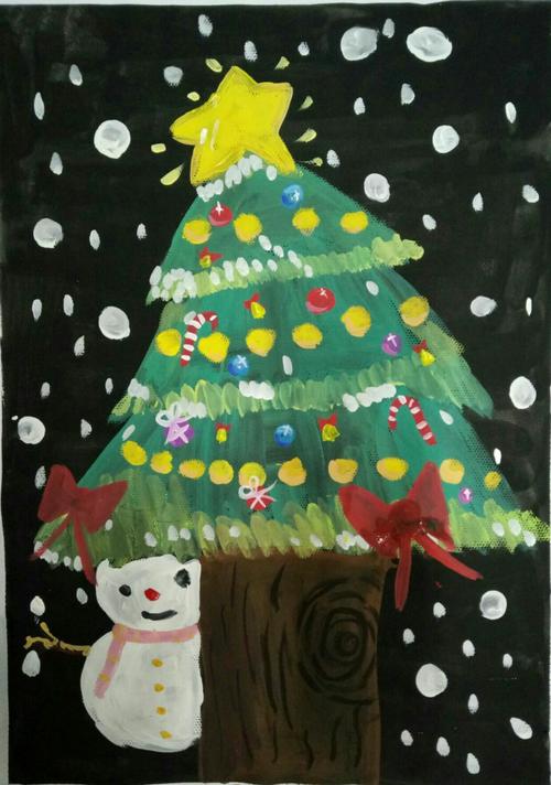 水粉画主题创作《圣诞树》