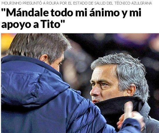 在这场决定皇马赛季命运的关键比赛前,穆里尼奥却给巴萨主帅比拉诺瓦