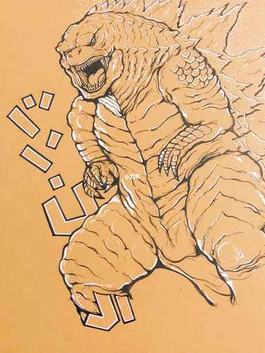 哥斯拉(线描)_线描_哥斯拉大战金刚影评_手绘_怪兽_哥斯拉大战金刚