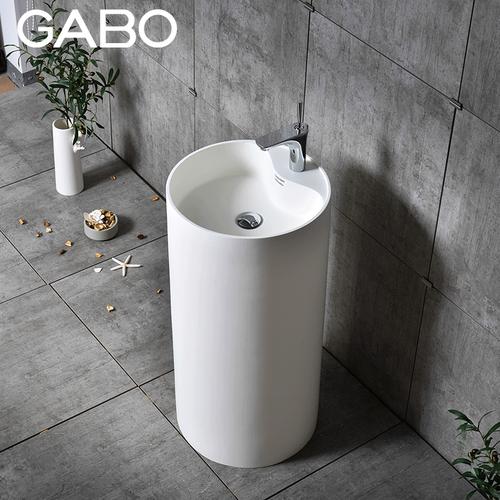 观博gabo10201人造石立柱盆圆柱形洗手盆单盆柱盆卫生间洗面盆人造石