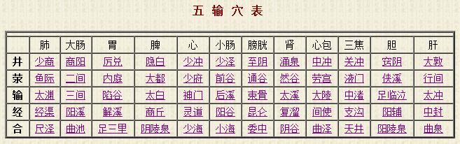 特定穴位之五输穴的应用