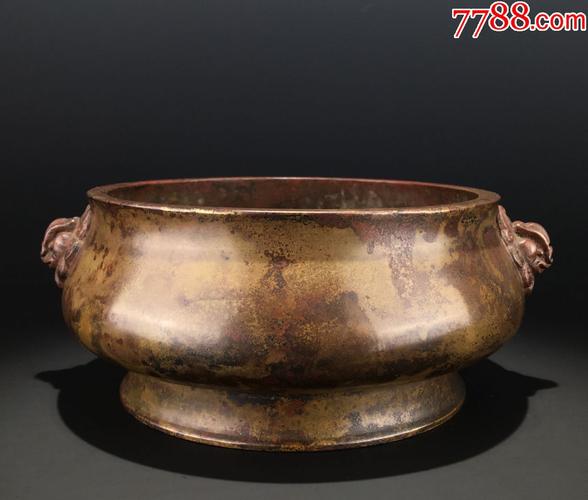 清早期-铜天鸡耳炉-宣德年制铜香炉明清宣德炉古代铜炉精品铜炉