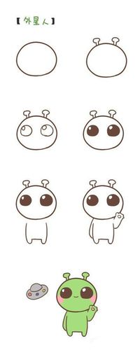 可爱的外星人简笔画-露西学画画