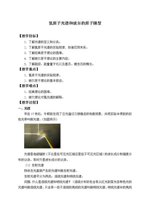 第三册第四章 原子结构和波粒二象性4 氢原子光谱和玻尔的原子模型