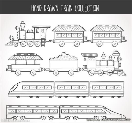 手绘素描火车集合图片