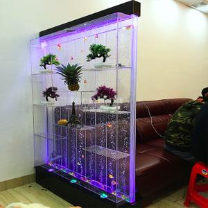 水幕墙酒柜屏风 客厅鱼缸装饰 玄关隔断流水墙 亚克力气泡墙