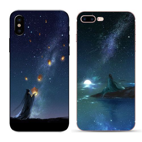 iphonex壁纸 星空,iphonex壁纸 主屏幕 古风星空明月孔明灯复古文艺适用iphonex/8/7/plus/5s