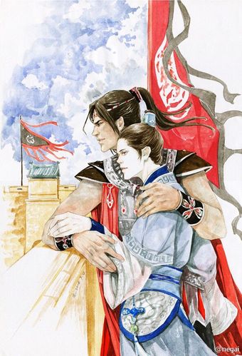 水彩手绘插画 耽美