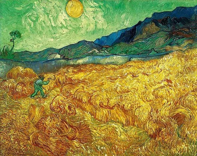 梵高画作《麦田与收割者》