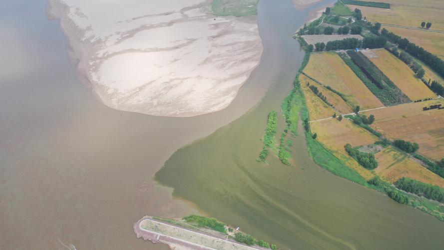 航拍河南郑州河洛汇流景区