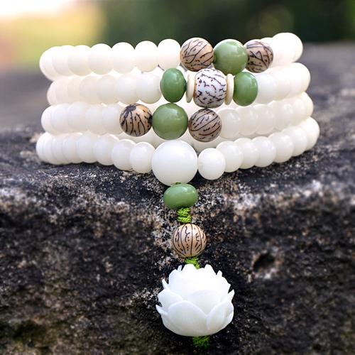 项链手链佛珠莲花藕片手串白玉菩提