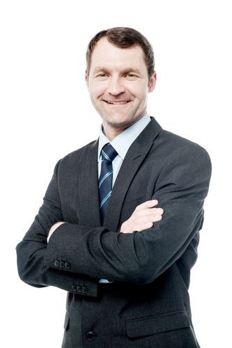 英俊,商务人士,抱臂,微笑,站立,双臂交叉