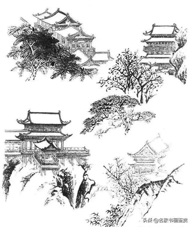 山水画练习——亭台楼阁的画法!_微国画_零二七艺考