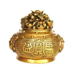 上善若水 大号纯铜五路财神聚宝盆摆件开业送礼礼品礼物招财