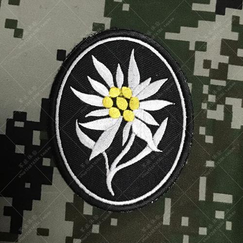 热销魔术贴定制 logo_德国山地师臂章 德国雪绒花魔术贴章刺绣背包贴