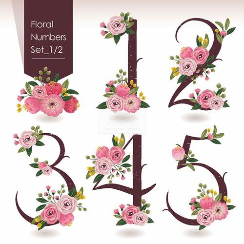 花朵数字矢量素材 - 素材中国16素材网