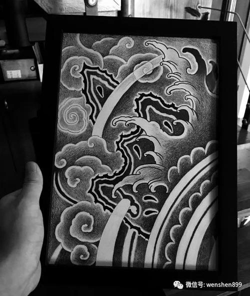 浪花纹身图案 水浪纹身手稿 纹身素材
