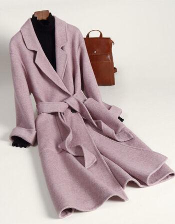 反季双面呢连肩羊毛呢子外套中长款2021秋冬新款零双面羊绒大衣女香芋