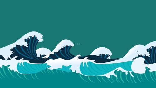 卡通海浪洪水淹没城镇mg动画