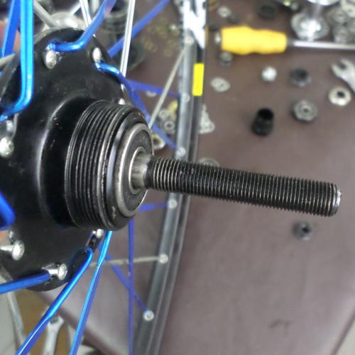 山地车改装轴后轮轴承轴滚珠花鼓改培林实芯轴升级散珠花鼓