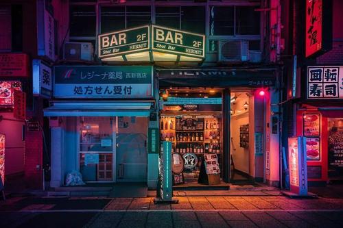 镜头下的日本街头招牌文字夜景