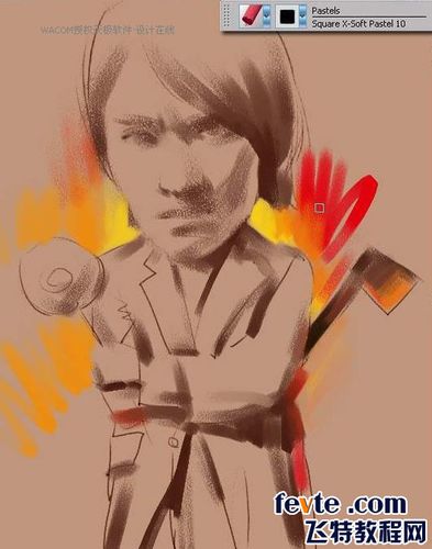 painter手绘教程:绘制星爷手拿斧头的《功夫》漫画海报