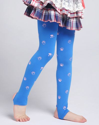 女童蓝色3条装狗爪印花踩脚裤