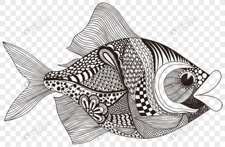 手绘装饰花纹海洋动物鱼矢量元素