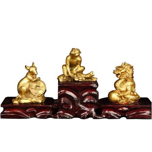 开光鼠龙猴纯三合三合贵贵人十二生肖吉祥物家居工艺