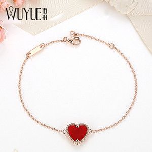 18k玫瑰金爱心手链