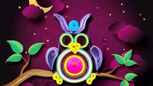 漂亮易学的卷纸猫头鹰贴贴画可以做手工折纸diy作业哦