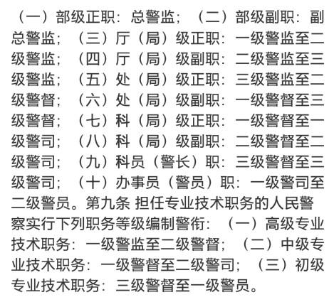 一级警司是什么级别?可以说得通俗一点吗?