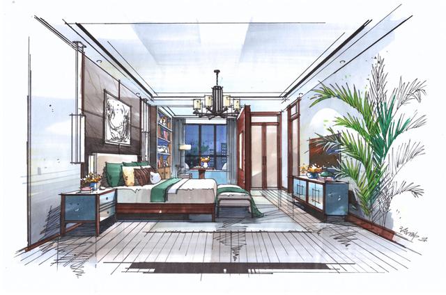 家居卧室空间案例手绘设计色彩表达之空间色调的氛围营造