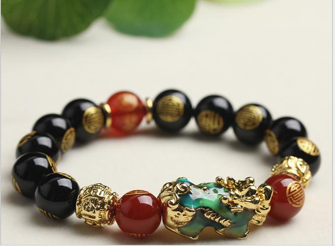 太岁2021年五路财神五行转运珠黑曜石本命佛手手链
