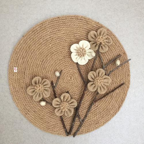 麻绳装饰墙麻绳圆盘复古壁挂幼儿园手工diy作品壁挂盘