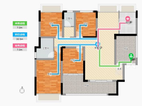 融冠亲城4室2厅2卫1厨137.00㎡户型图