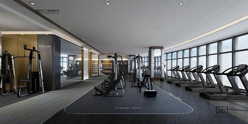 南宁市5星级酒店式健身房360度全景落地窗健身场馆.前
