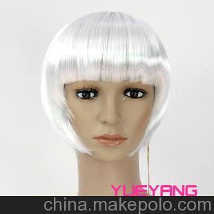 [越洋假发] 银白色 齐刘海 bobo头 波波头 修脸短发 高温丝
