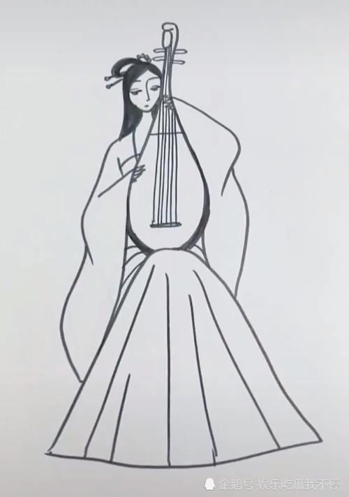 美术生简笔画古风美女,犹抱琵琶半遮面,网友:简笔画都