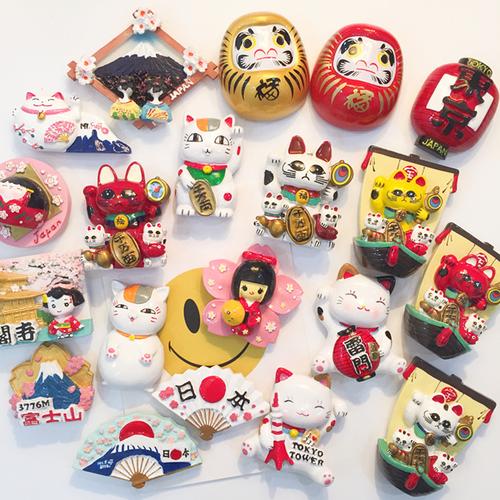 【2个包邮】日本旅游纪念品冰箱贴 樱花富士山东京招财猫磁性贴