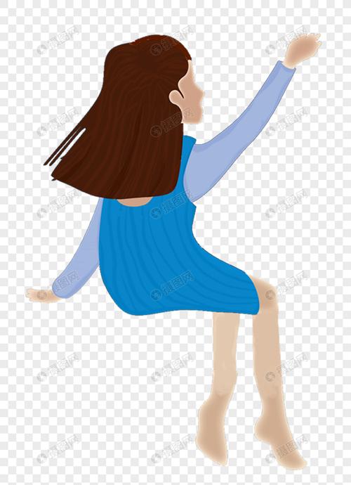 女孩手指天空