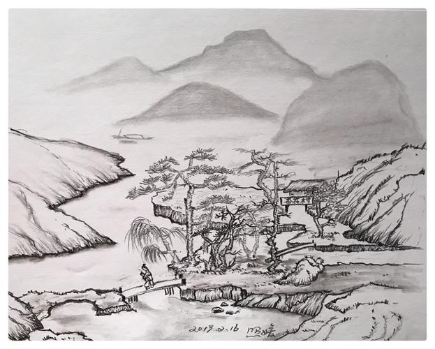 铅笔山水画第一册