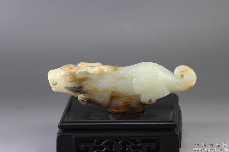 商周枣红皮籽料圆雕虎完美品相古玉/老玉/凝脂玉/油润